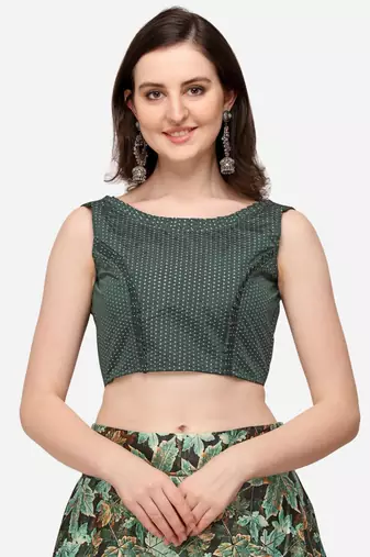 Green Digital Floral Print Satin Silk Fabric Semistitched Lehenga Choli With Jequared Unstitched Blouse with Dupatta