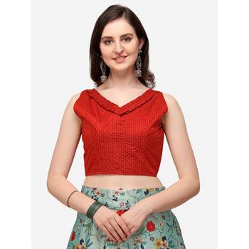 Red Digital Floral Print Satin Silk Fabric Semistitched Lehenga Choli With Jequared Unstitched Blouse with Dupatta 4