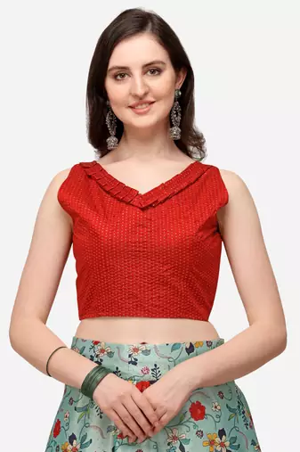 Red Digital Floral Print Satin Silk Fabric Semistitched Lehenga Choli With Jequared Unstitched Blouse with Dupatta