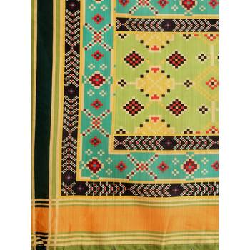 Green Digital Floral Print Satin Silk Fabric Semistitched Lehenga Choli With Jequared Unstitched Blouse with Dupatta 5