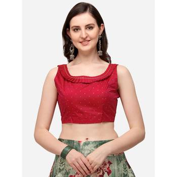 Maroon Digital Floral Print Satin Silk Fabric Semistitched Lehenga Choli With Jequared Unstitched Blouse with Dupatta 4