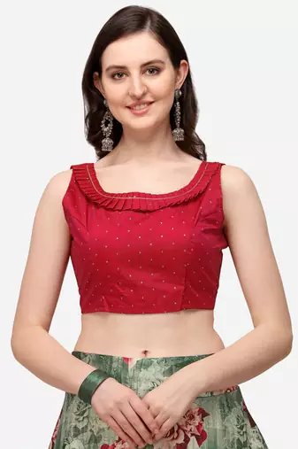 Maroon Digital Floral Print Satin Silk Fabric Semistitched Lehenga Choli With Jequared Unstitched Blouse with Dupatta