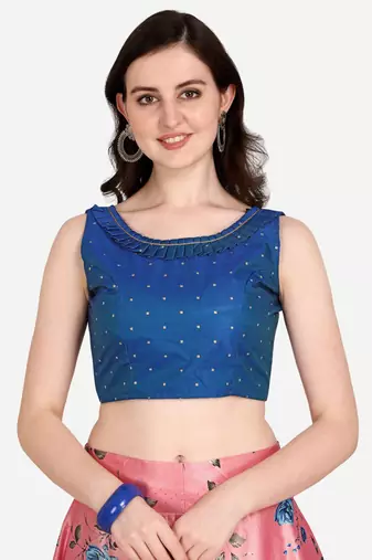Blue Digital Floral Print Satin Silk Fabric Semistitched Lehenga Choli With Jequared Unstitched Blouse with Dupatta