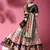Black Satin Silk Floral Printed Lehenga Set