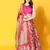 Pink Digital Floral Print Satin Silk Fabric Semistitched Lehenga Choli With Jequared Unstitched Blouse with Dupatta