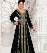 Black color luxurious Full Sleeves Handmade Moroccan Kaftan with hijjab