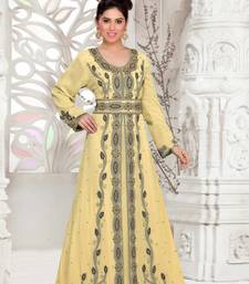 Beige color Full Sleeves Handmade Moroccan Kaftan 