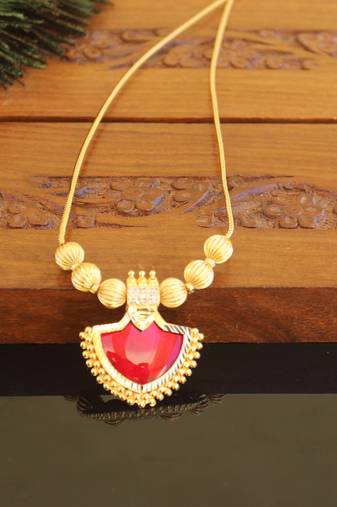 Kerala style gold plated palakka necklace