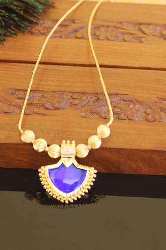Kerala style gold plated palakka necklace