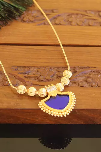 Kerala style gold plated palakka necklace
