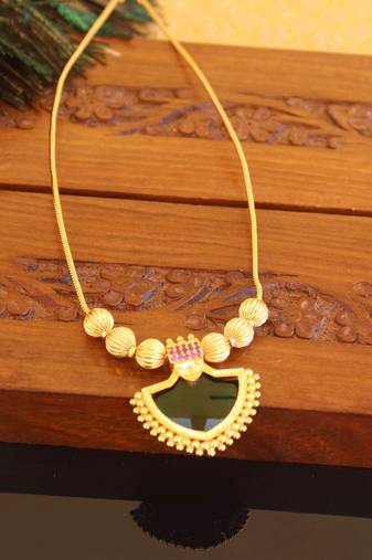 Kerala style gold plated palakka necklace