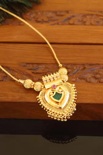 Kerala style gold plated palakka necklace