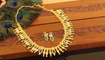 Kerala style gold plated palakka necklace 1
