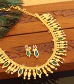 Kerala style gold plated palakka necklace