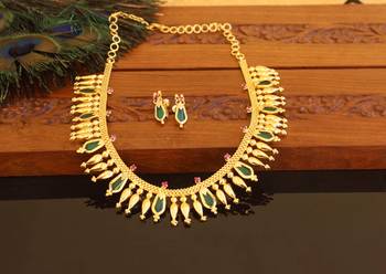 Kerala style gold plated palakka necklace 2