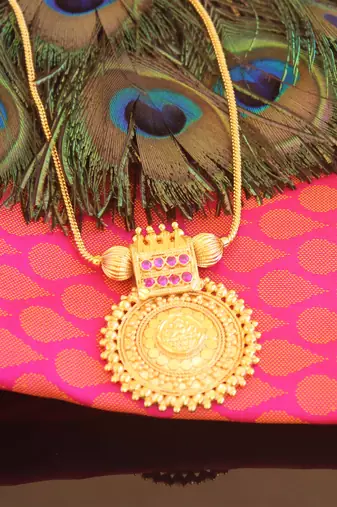 Kerala style gold plated temple necklace
