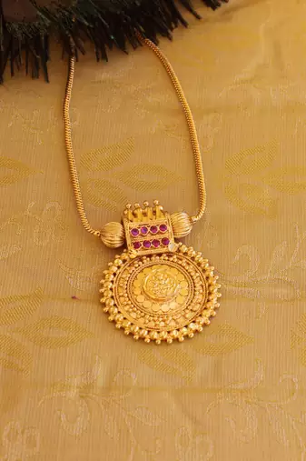 Kerala style gold plated temple necklace