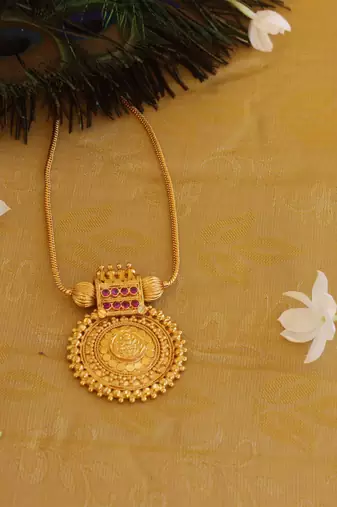 Kerala style gold plated temple necklace