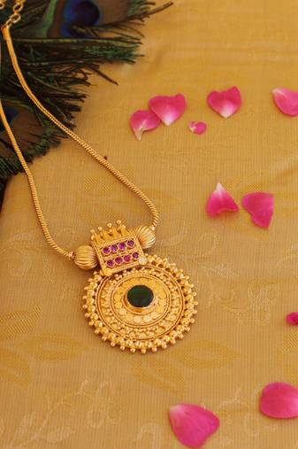 Kerala style gold plated palakka necklace