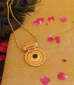 Kerala style gold plated palakka necklace