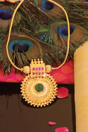 Kerala style gold plated palakka necklace
