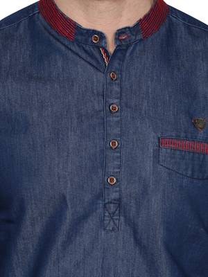 men's denim casual short kurta 5