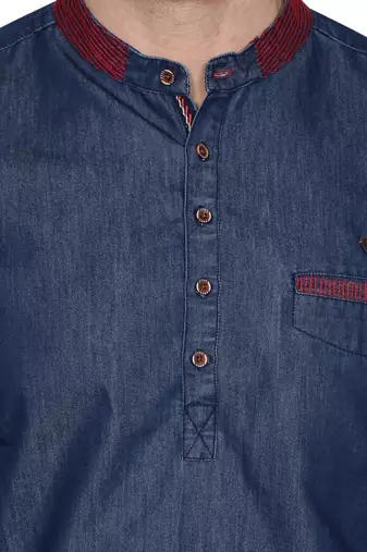 men's denim casual short kurta