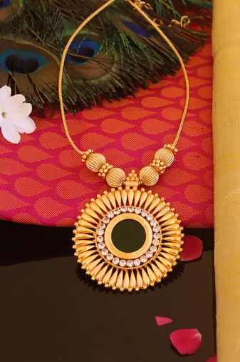 Kerala style gold plated palakka necklace