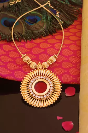 Kerala style gold plated palakka necklace
