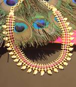 Kerala style gold plated ruby mango necklace