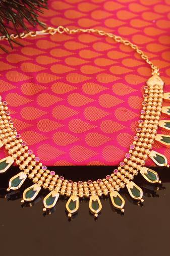 Kerala traditional gold plated palakka nagapadam necklace