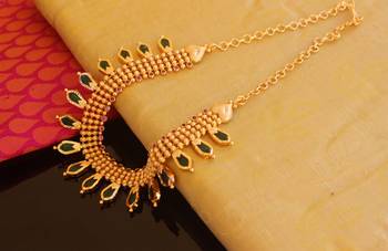 Kerala traditional gold plated palakka nagapadam necklace 2