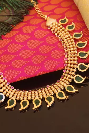 Kerala traditional gold plated palakka mango necklace