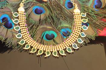 Kerala traditional gold plated palakka mango necklace 3