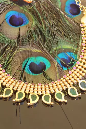 Kerala traditional gold plated palakka mango necklace