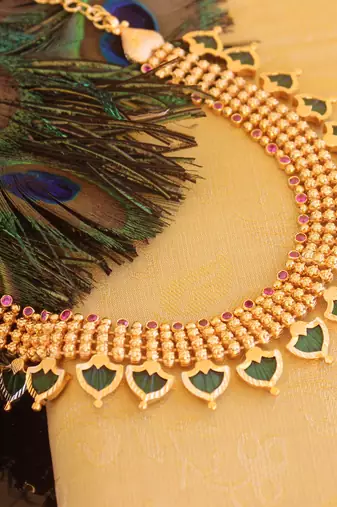 Kerala traditional gold plated palakka necklace