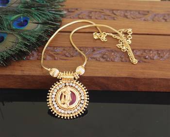 Kerala style gold plated krishna palakka necklace 1