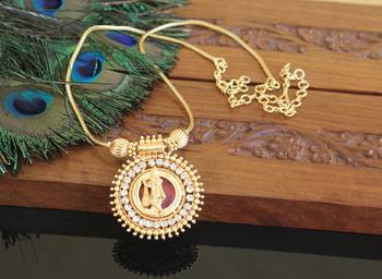 Kerala style gold plated krishna palakka necklace 2