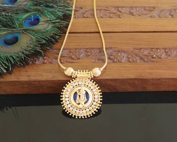 Kerala style gold plated krishna palakka necklace 1