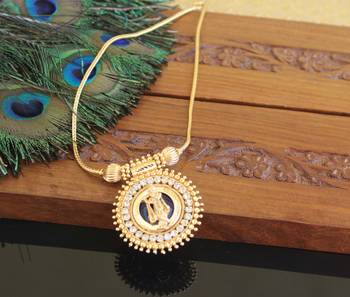 Kerala style gold plated krishna palakka necklace 2