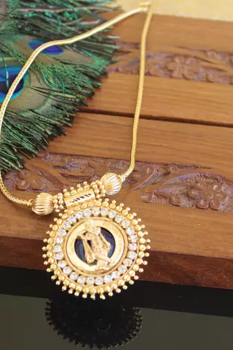 Kerala style gold plated krishna palakka necklace