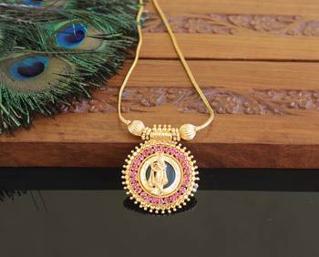 Kerala style gold plated krishna palakka necklace 1