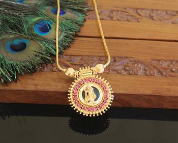 Kerala style gold plated krishna palakka necklace 2