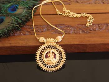 Kerala style gold plated lakshmi palakka necklace 1