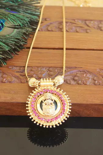 Kerala style gold plated lakshmi palakka necklace