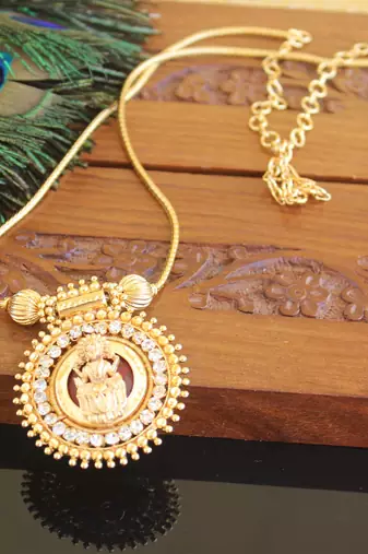Kerala style gold plated lakshmi palakka necklace
