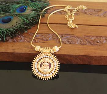Kerala style gold plated lakshmi palakka necklace 3