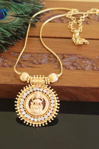 Kerala style gold plated lakshmi palakka necklace