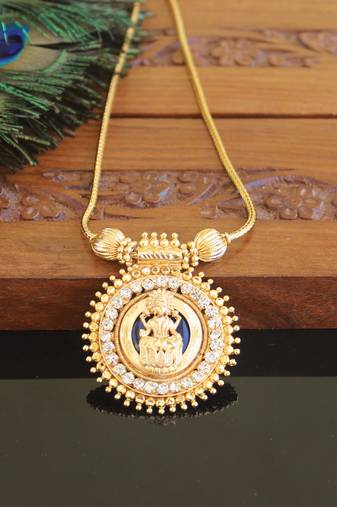 Kerala style gold plated lakshmi palakka necklace
