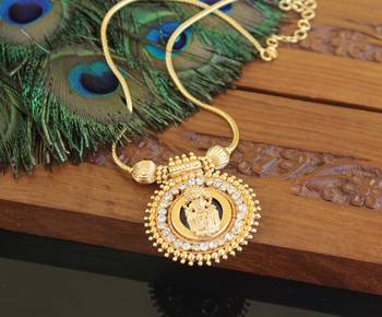 Kerala style gold plated lakshmi palakka necklace 2